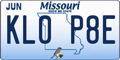 MO license plate KL0P8E