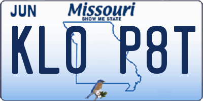 MO license plate KL0P8T
