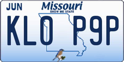 MO license plate KL0P9P