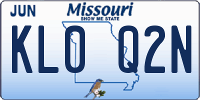 MO license plate KL0Q2N
