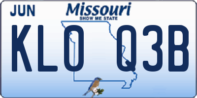 MO license plate KL0Q3B