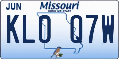 MO license plate KL0Q7W