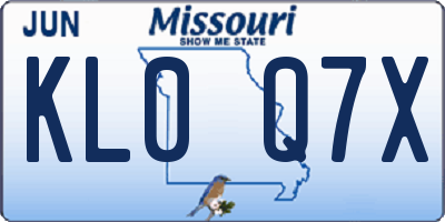 MO license plate KL0Q7X