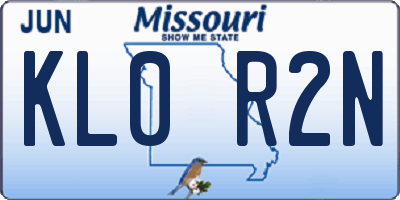 MO license plate KL0R2N
