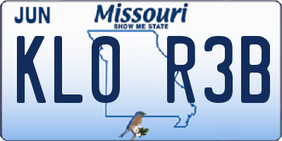MO license plate KL0R3B