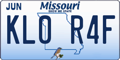 MO license plate KL0R4F