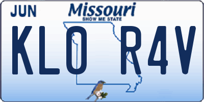 MO license plate KL0R4V