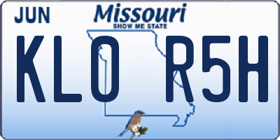 MO license plate KL0R5H