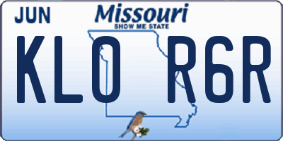 MO license plate KL0R6R