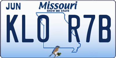 MO license plate KL0R7B