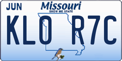 MO license plate KL0R7C