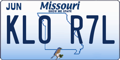 MO license plate KL0R7L