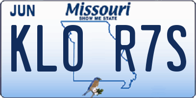 MO license plate KL0R7S