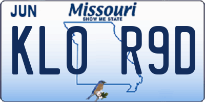 MO license plate KL0R9D