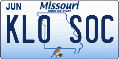 MO license plate KL0S0C