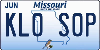 MO license plate KL0S0P