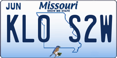 MO license plate KL0S2W