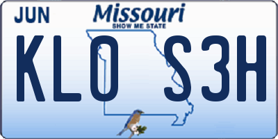 MO license plate KL0S3H