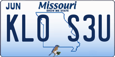 MO license plate KL0S3U