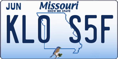MO license plate KL0S5F