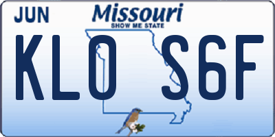MO license plate KL0S6F