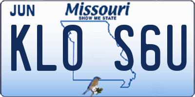 MO license plate KL0S6U