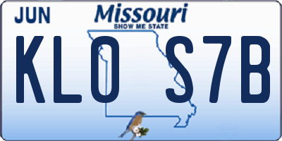 MO license plate KL0S7B
