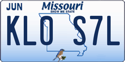 MO license plate KL0S7L