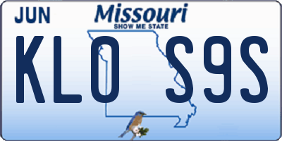 MO license plate KL0S9S