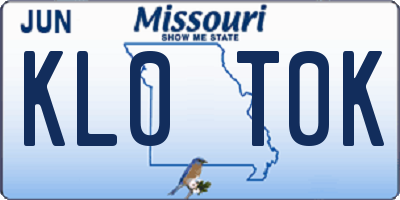MO license plate KL0T0K
