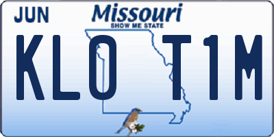 MO license plate KL0T1M
