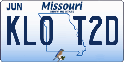 MO license plate KL0T2D