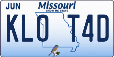 MO license plate KL0T4D