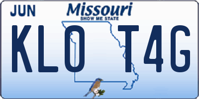 MO license plate KL0T4G