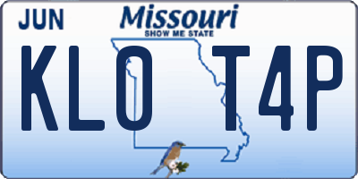 MO license plate KL0T4P