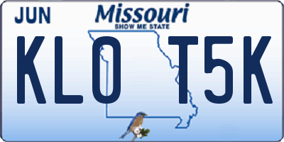 MO license plate KL0T5K
