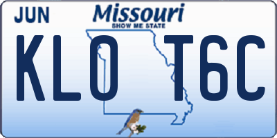 MO license plate KL0T6C
