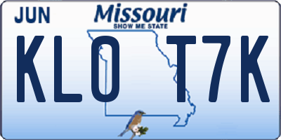 MO license plate KL0T7K