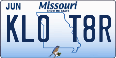 MO license plate KL0T8R