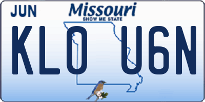 MO license plate KL0U6N