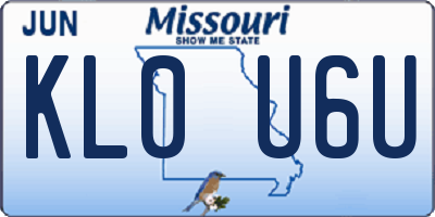 MO license plate KL0U6U