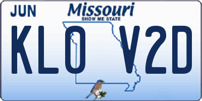 MO license plate KL0V2D