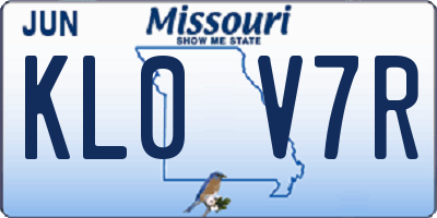 MO license plate KL0V7R