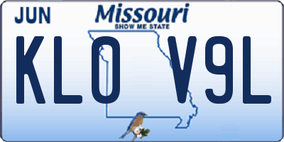 MO license plate KL0V9L
