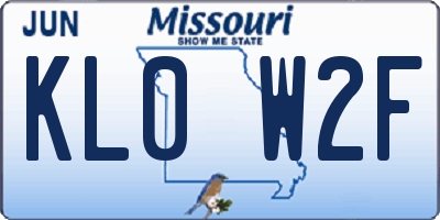 MO license plate KL0W2F
