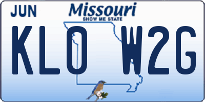 MO license plate KL0W2G