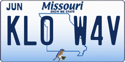 MO license plate KL0W4V