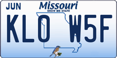 MO license plate KL0W5F