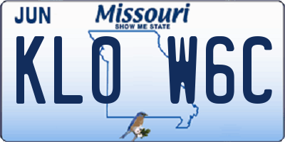 MO license plate KL0W6C