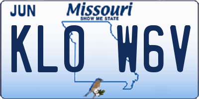 MO license plate KL0W6V